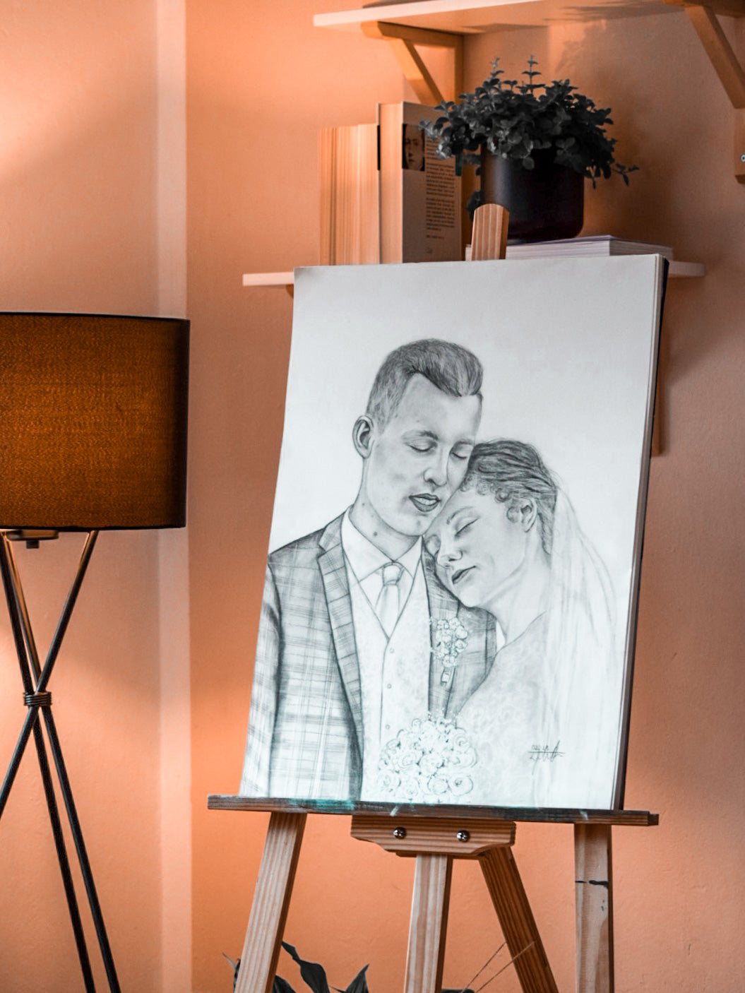 Fotorealistische Zeichnung eines Doppelportraits